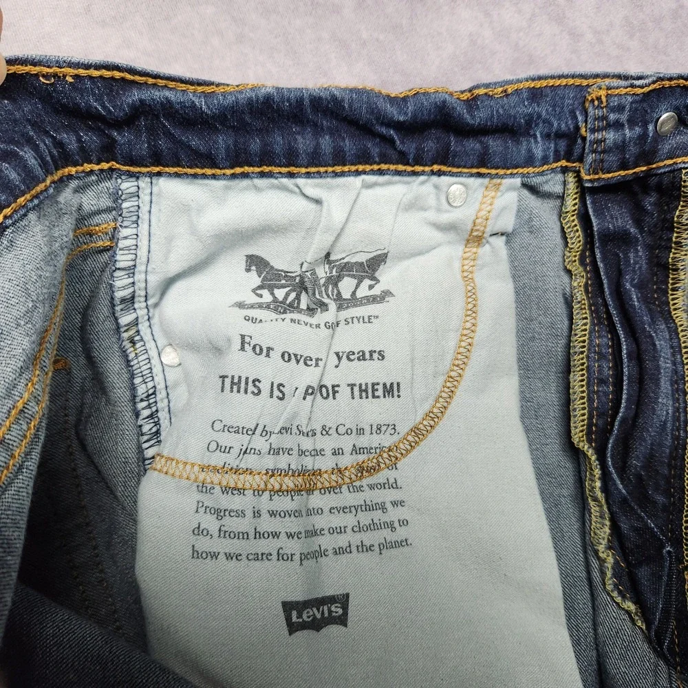 Levis 502 Regular Taper Mens Jeans size 36 38x32 Dark Wash Blue Stretch - Picture 16 of 16